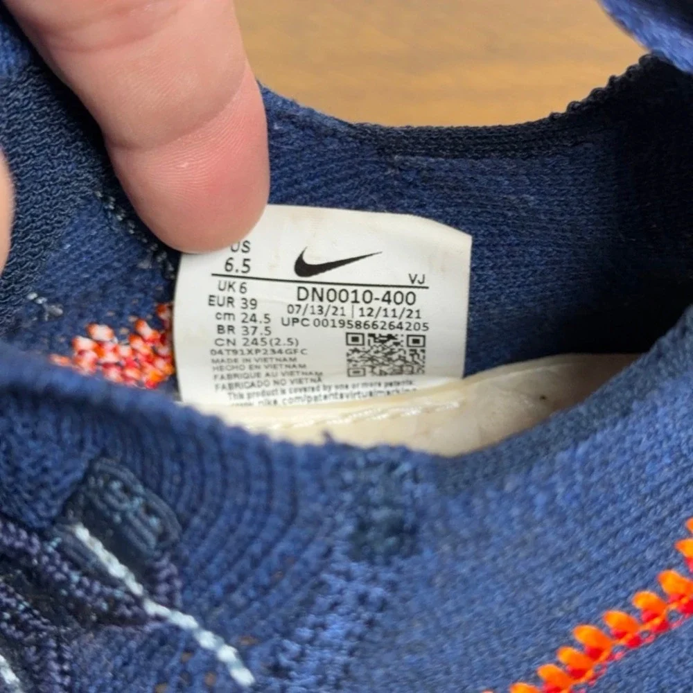 Nike Space Hippie 01 Shoes Mens 6.5 Womens 8 Navy Blue Orange Running Sneakers